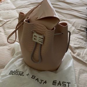 Melissa x Baja East special edition bucket bag purse and wristlet